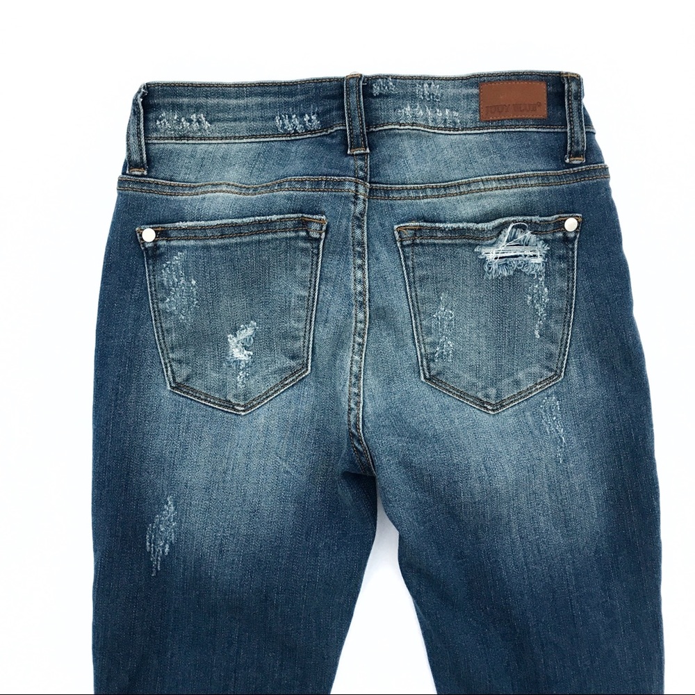 Judy Blue Cheetah Patched Ripped Skinny Jeans - Picture 7 of 8